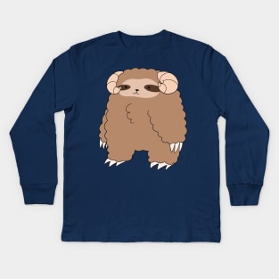 Ram Sloth Kids Long Sleeve T-Shirt